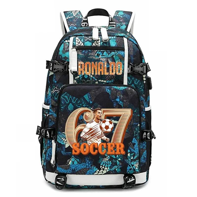 cr7 ronaldo 67 sac à dos imprimé de grande capacité pour étudiants, adolescents, enfants, sac à dos de voyage pour l'école