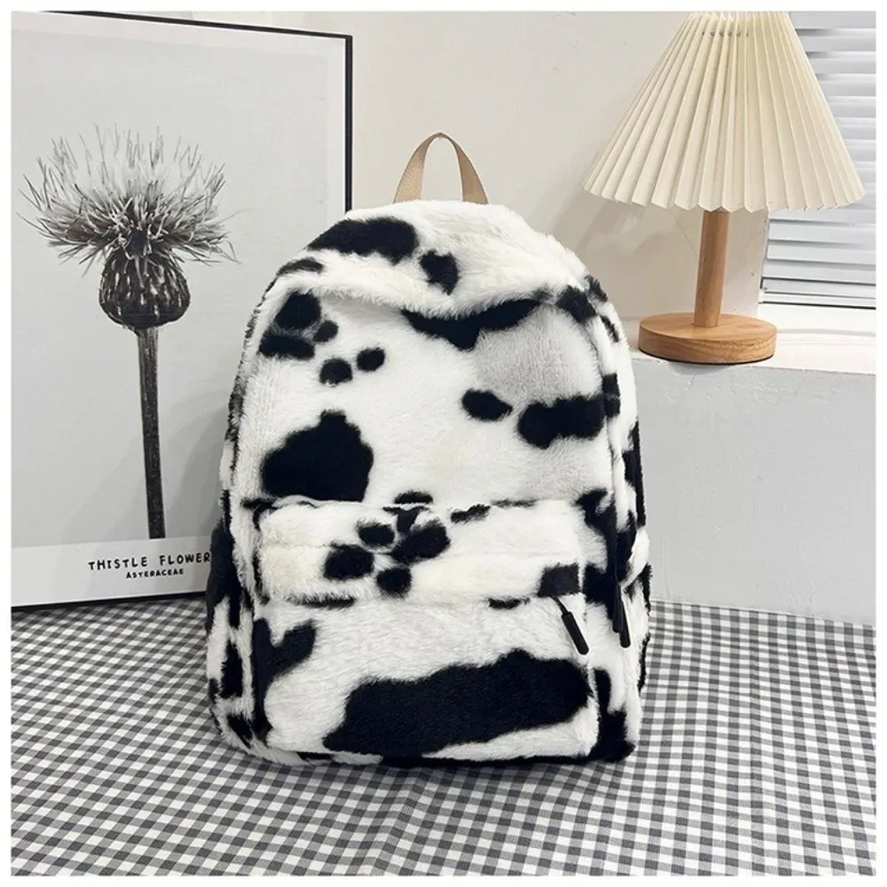 Sac à dos léger à imprimé léopard en peluche, sac d'école pour étudiants Ulzzang, sac à dos de style Harajuku pour étudiants, sac de voyage.