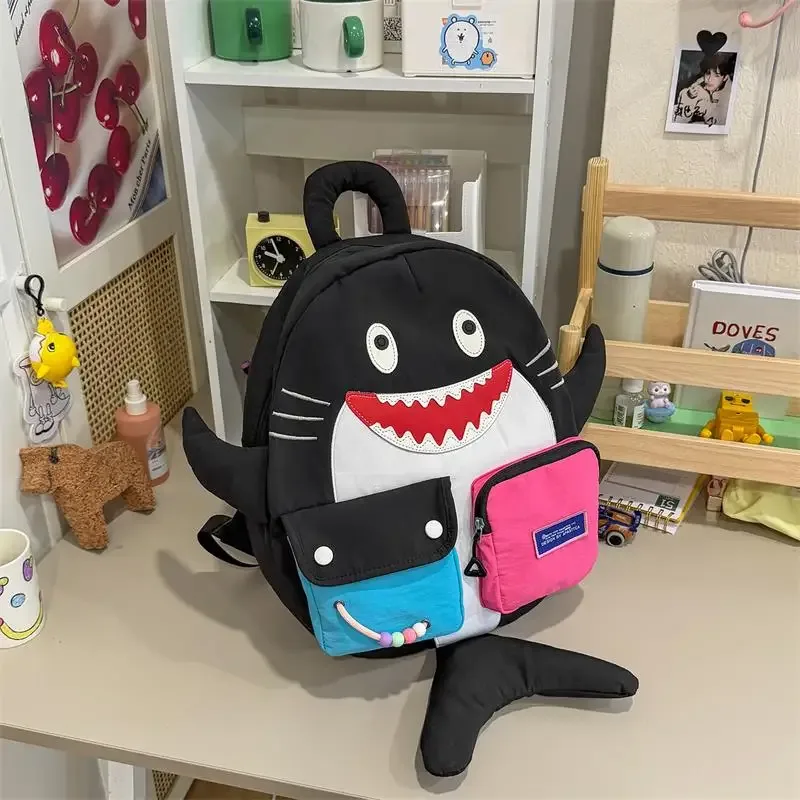 sac à dos fashion shark, grande capacité, sac à dos de voyage, sac d'école pour étudiants, sac à dos décontracté, sac multi-poches pour les trajets quotidiens, unisexe, sportif