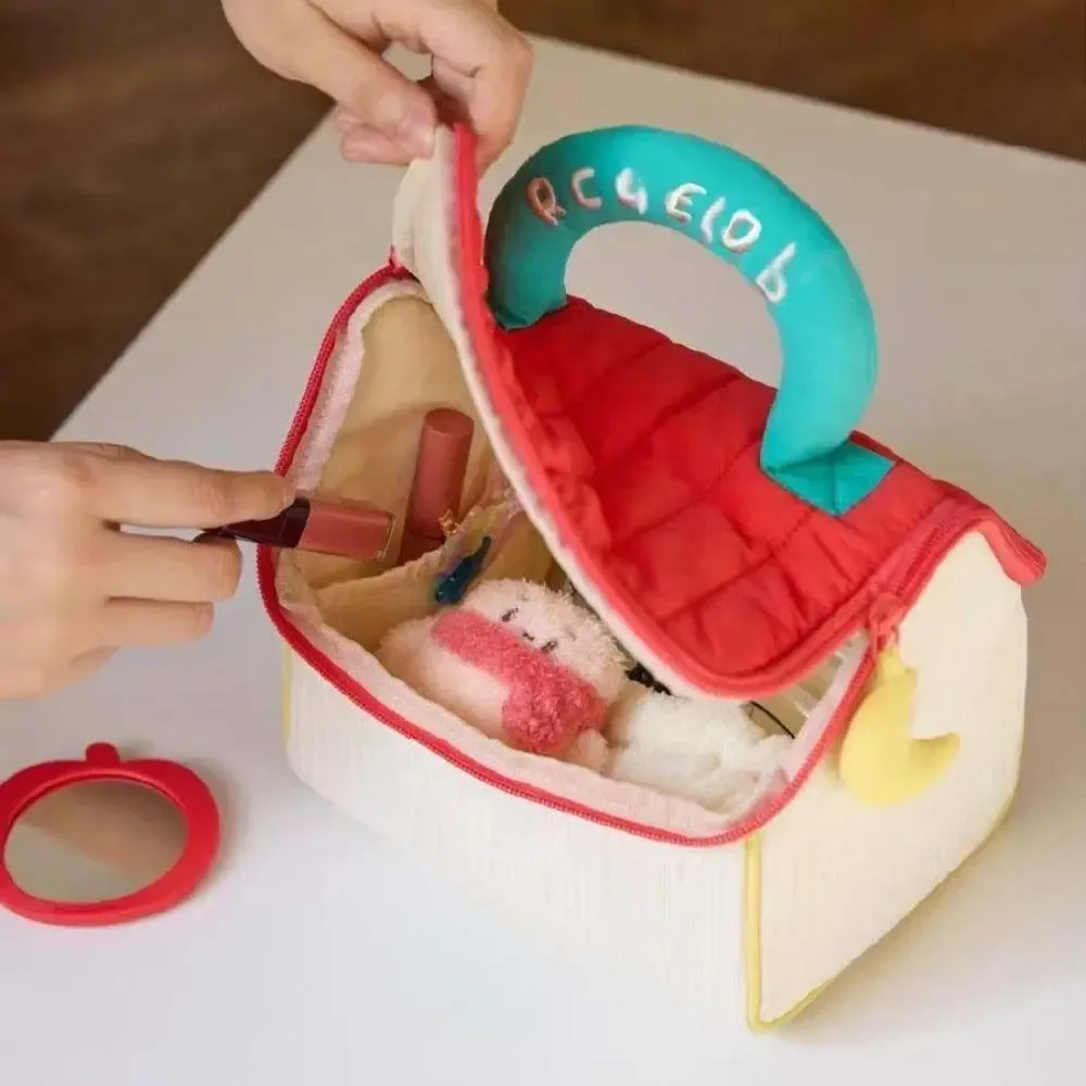 Grande capacité, jolie trousse de maquillage en forme de cabane, étui à cosmétiques kawaii portable, sac de rangement carré à fermeture éclair pour voyage.