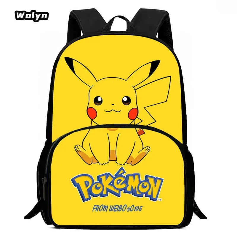 sac à dos scolaire pour enfants avec poche avant pour les 6-10 ans, sac d'école imprimé anime pokermom de grande capacité pour garçons et filles
