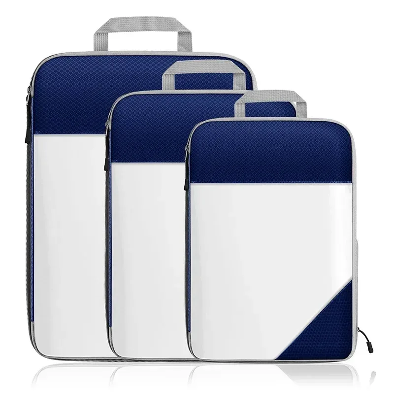 sac de rangement semi-transparent tup pliable et étanche pour voyage, ensemble de sacs de rangement portables pour bagages, matériau en nylon du menton continental