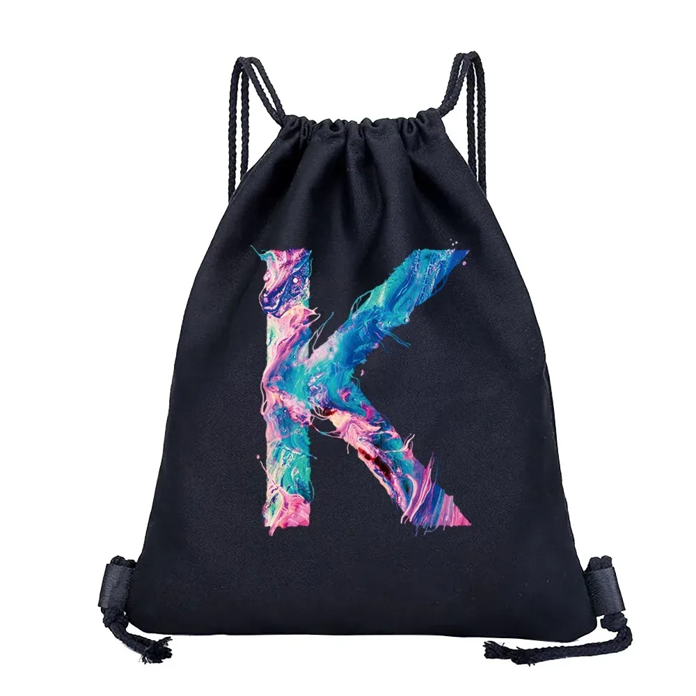 26 initiales impression sac à cordon sac à dos hommes et femmes plage sport voyage sac à dos enfant cadeau fournitures sac portable divers sac