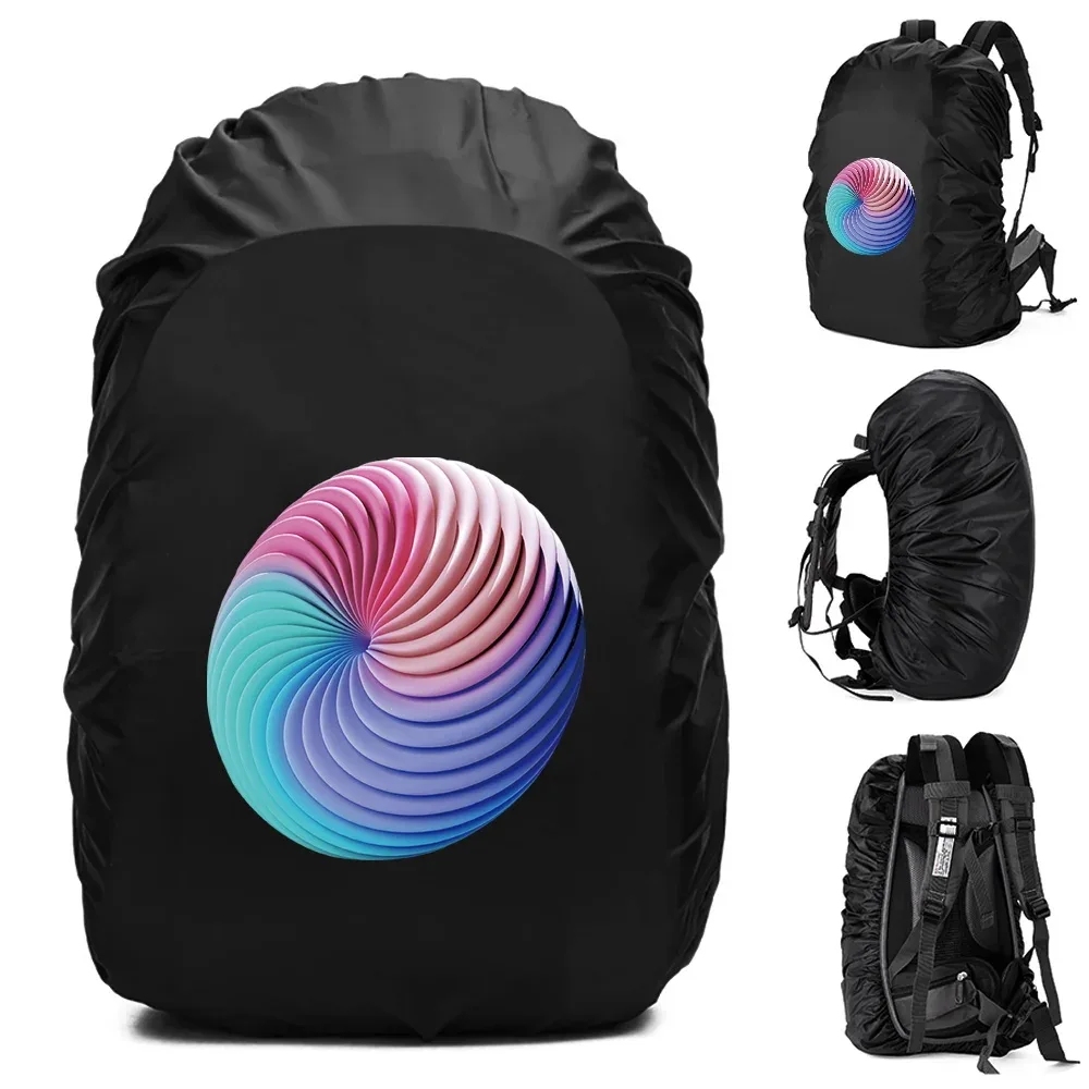 housse de pluie imperméable pour sac à dos, accessoires de voyage, motif 3d imprimé, portable pour l'extérieur, 20l-70l, pour randonnée et escalade