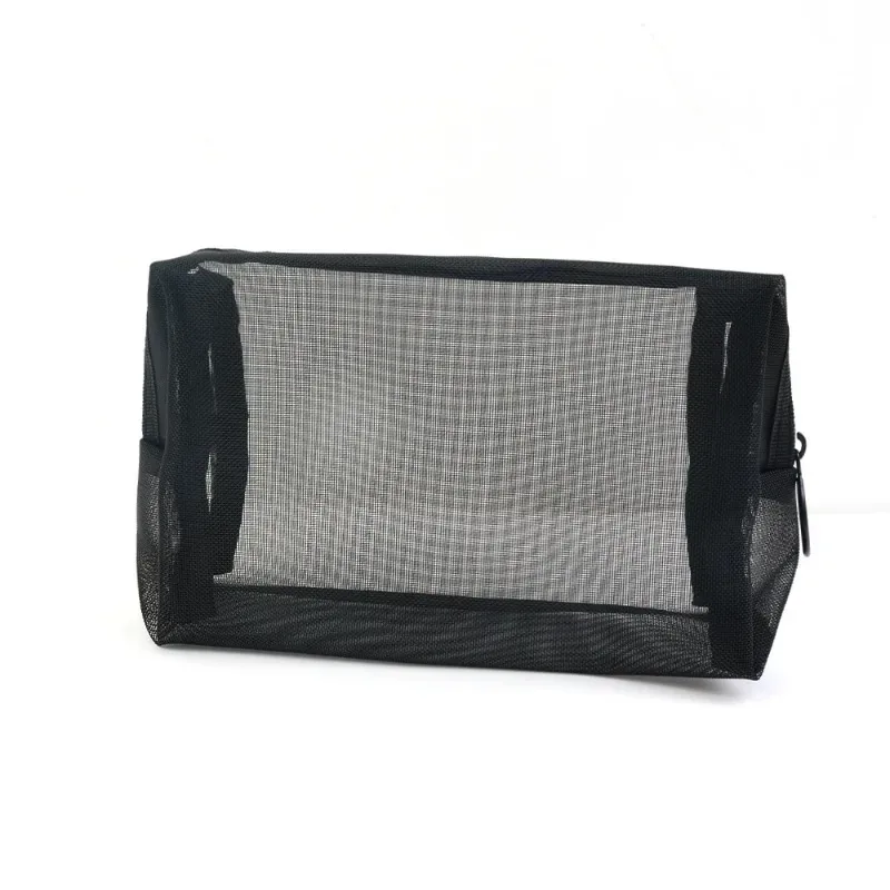 lot de 3 trousses de toilette transparentes en maille, légères et portables, pour maquillage et rangement, noires