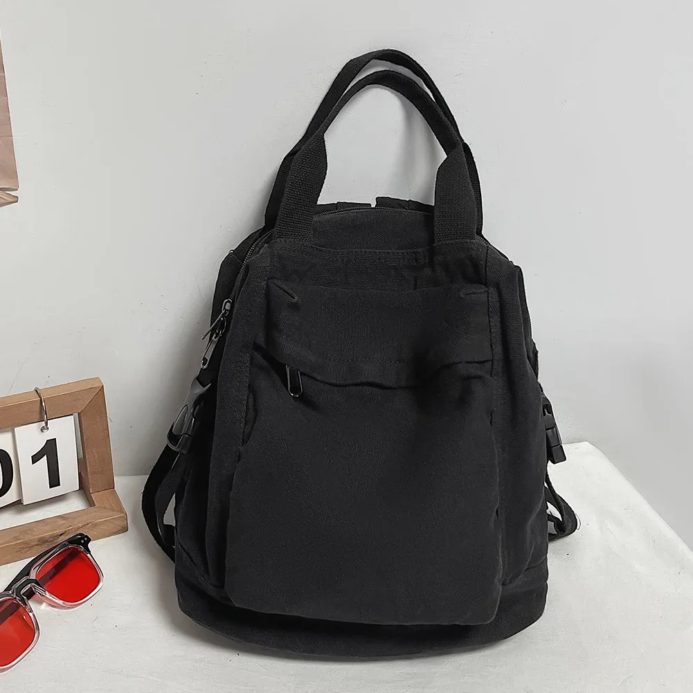 sac à dos en toile vintage décontracté, couleur unie, pour étudiants, esthétique hippie y2k, pour femmes et filles