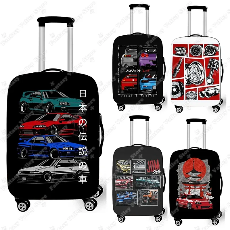 juste de bagage imprimée pour voiture de course japonaise jdm, housses de valise anti-poussière, housses de protection élastiques pour chariot à moteur de voyage