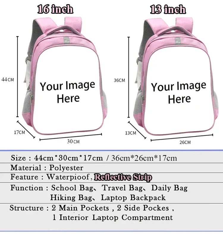 personnaliser l'image logo toile sac à dos femmes hommes sacs de voyage enfants sacs d'école garçons filles livre sac enfants cadeau sacs à dos
