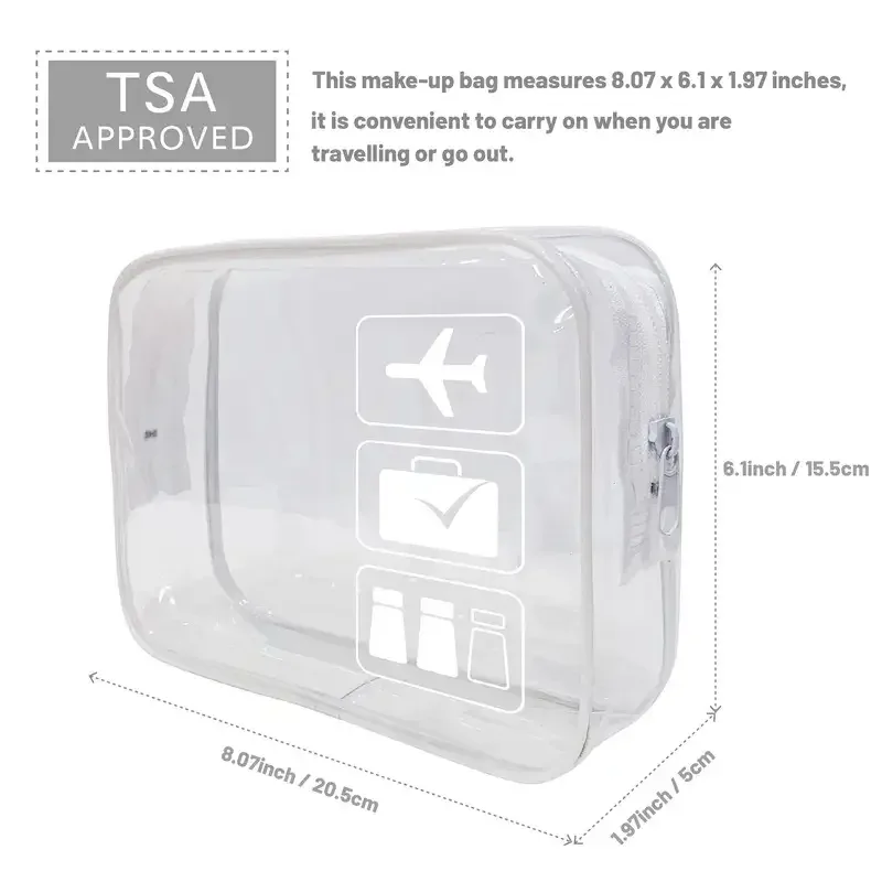 trousse de toilette transparente de taille quart approuvée par tsa – trousse de maquillage transparente pour les voyages aériens. conception anti-fuite de haute qualité.