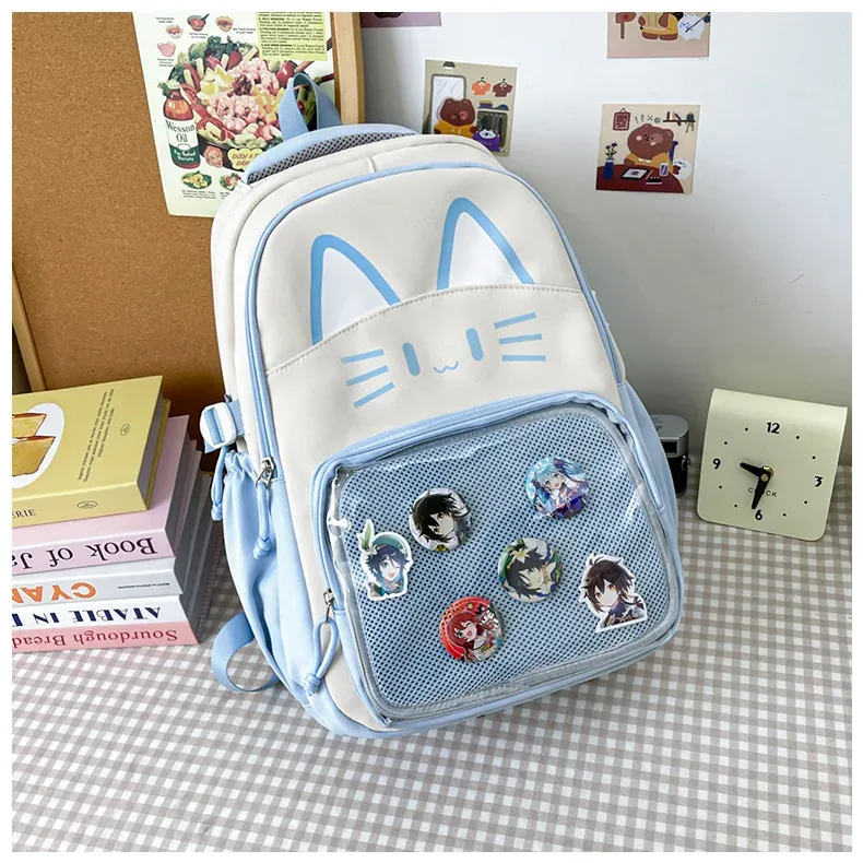 haute capacité ita mochilas mujer chat mignon pratique mochila japon style sac étudiant sac à dos spacieux sacs durables pour femme