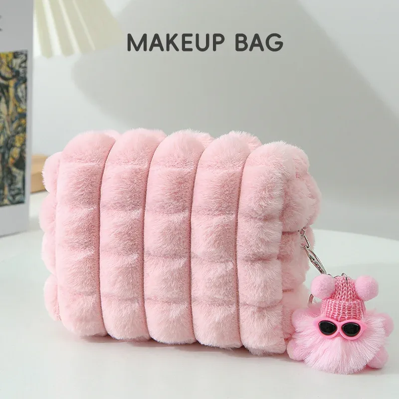 grande trousse à crayons en peluche, trousse à maquillage créative, sac court en peluche pour filles, fournitures scolaires, boîte à papeterie, trousse à cosmétiques