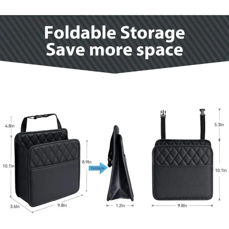 organisateur universel pour dossier de siège de voiture, en cuir imperméable, multifonctionnel, sac de rangement suspendu pliable avec grand bac à déchets