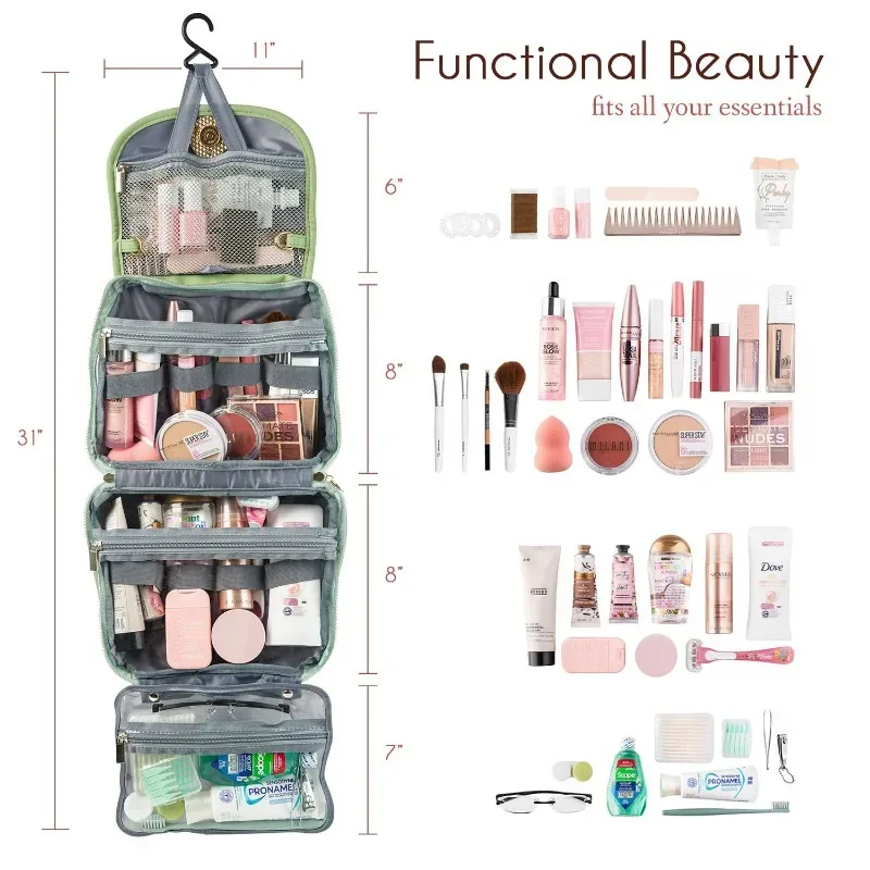 trousse de toilette multifonctionnelle résistante à l'eau pour femme, trousse de maquillage cosmétique, accessoires de toilette
