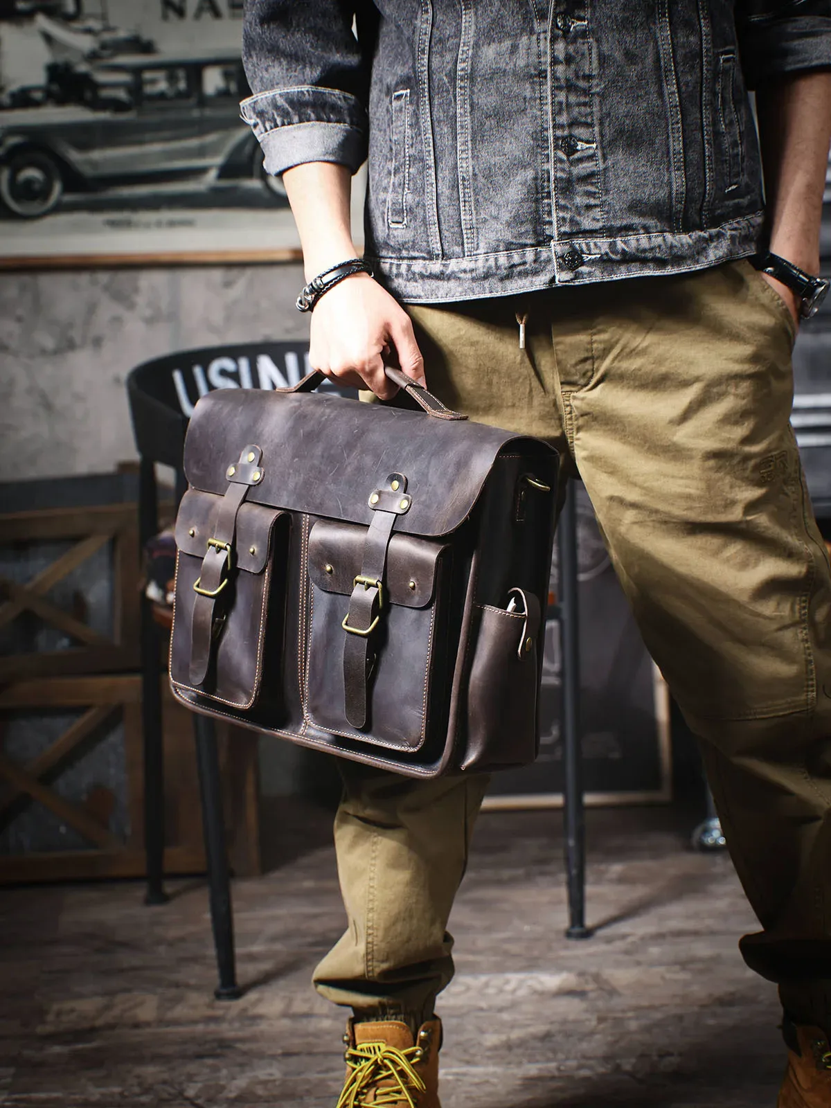 pndme vintage affaires crazy horse peau de vache hommes grande capacité porte-documents concepteur à la main de luxe en cuir véritable sac à main pour ordinateur portable