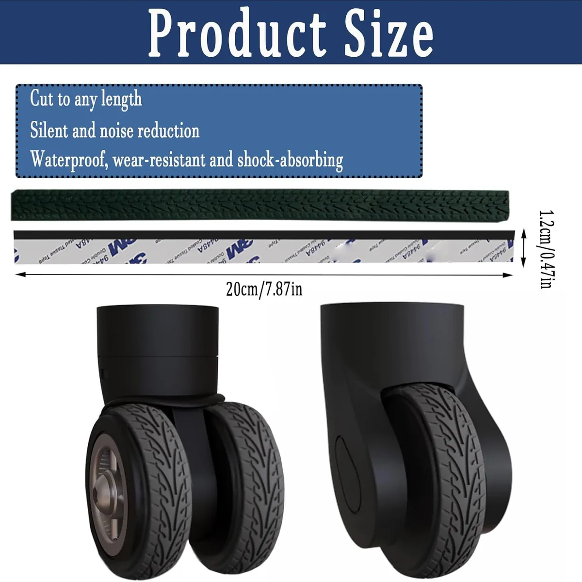 housses de roues de bagages en silicone, protecteurs absorbant les chocs réduisant le bruit, ajustement universel pour roues de valise 4 pièces