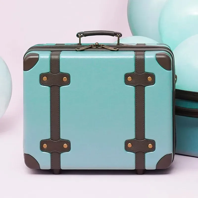 trousse de maquillage vintage de 14 pouces pour femme – trousse à cosmétiques portable avec bandoulière réglable, organisateur de voyage étanche