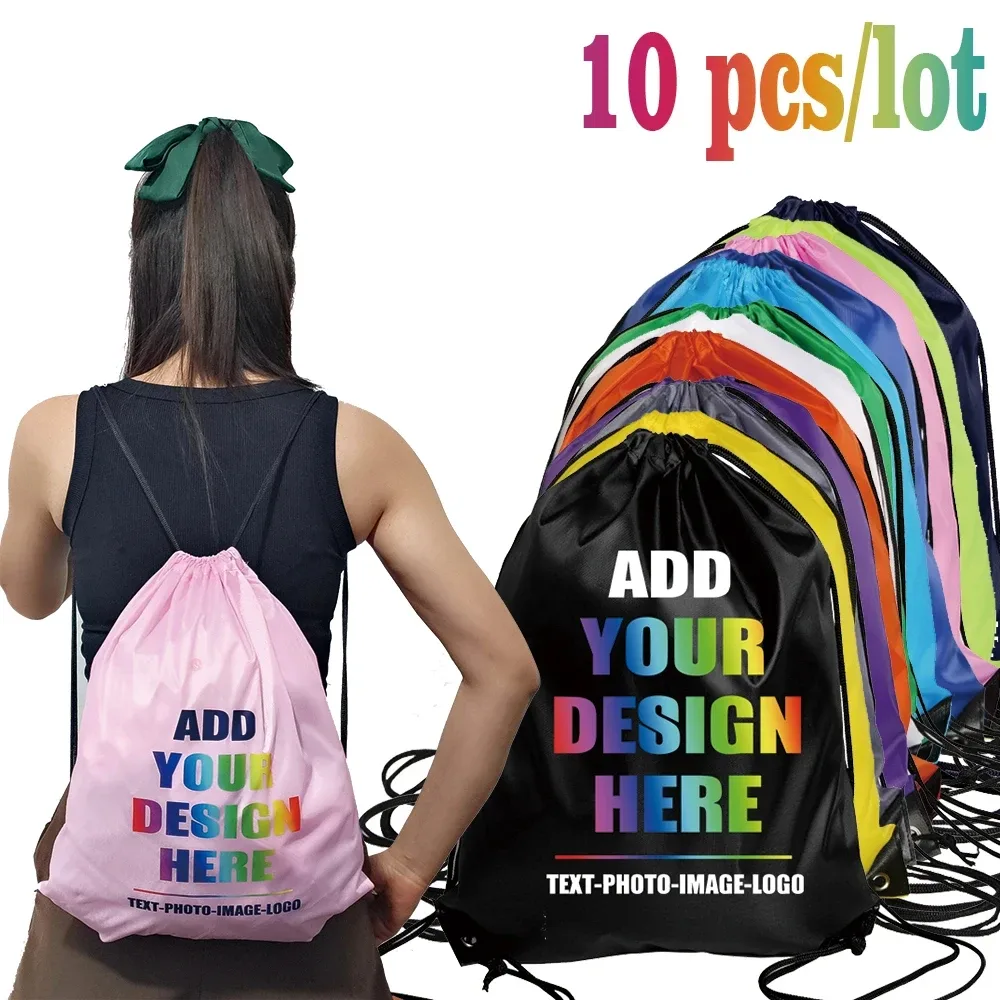 sac à dos personnalisé avec proximité wstring, sac de voyage en plein air, de dehors, d'entraînement, de chaussures de bug astique, impression de logo, cadeau personnalisé, 10 pièces/lot