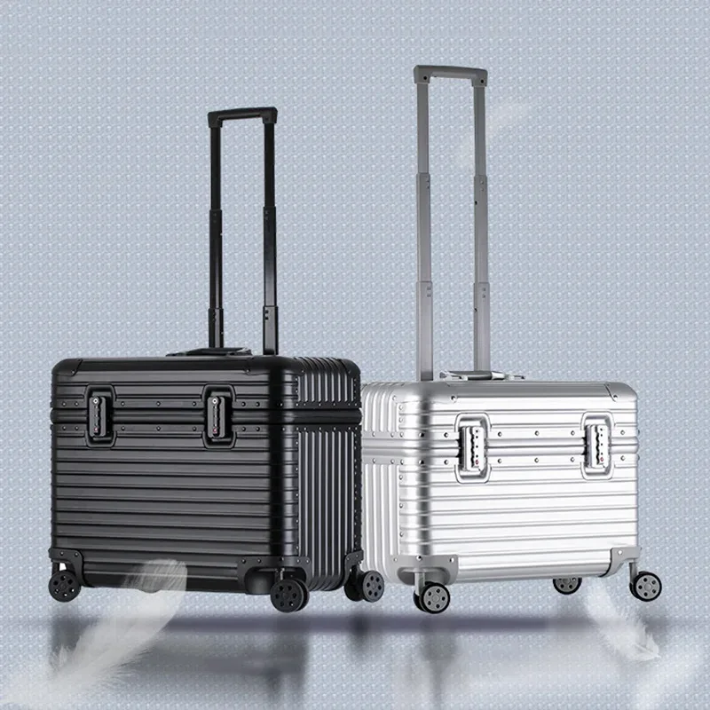 valise pour appareil photo tout en alliage d'aluminium et de magnésium, bagage à roulettes, valises de voyage d'affaires en métal de 18/20/22/24 pouces