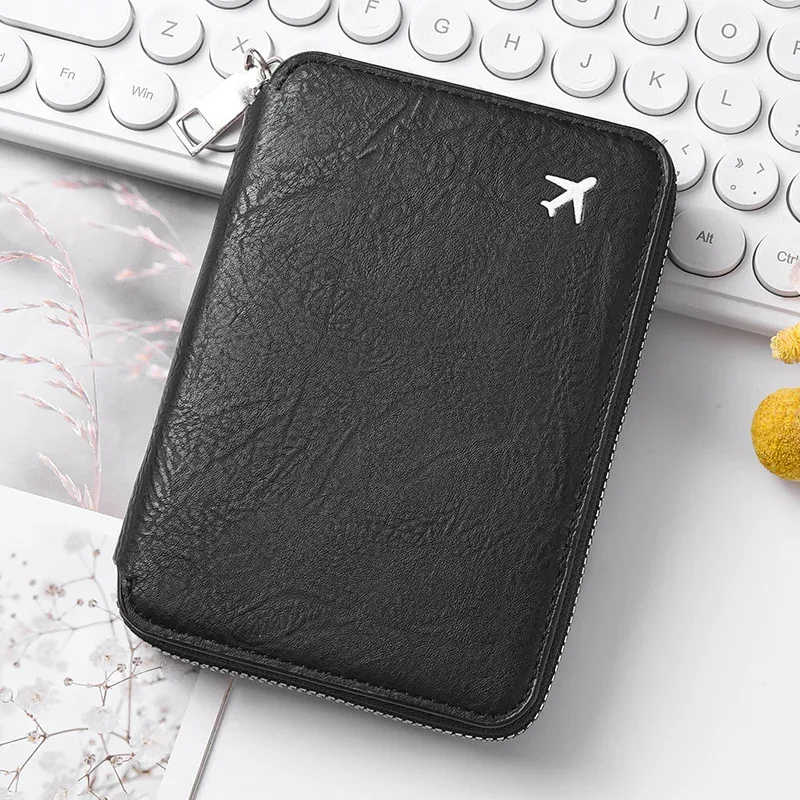 clip pour passeport de documents à fermeture éclair, portefeuille de voyage de grande capacité, sac de rangement pour billets, clip pour passeport