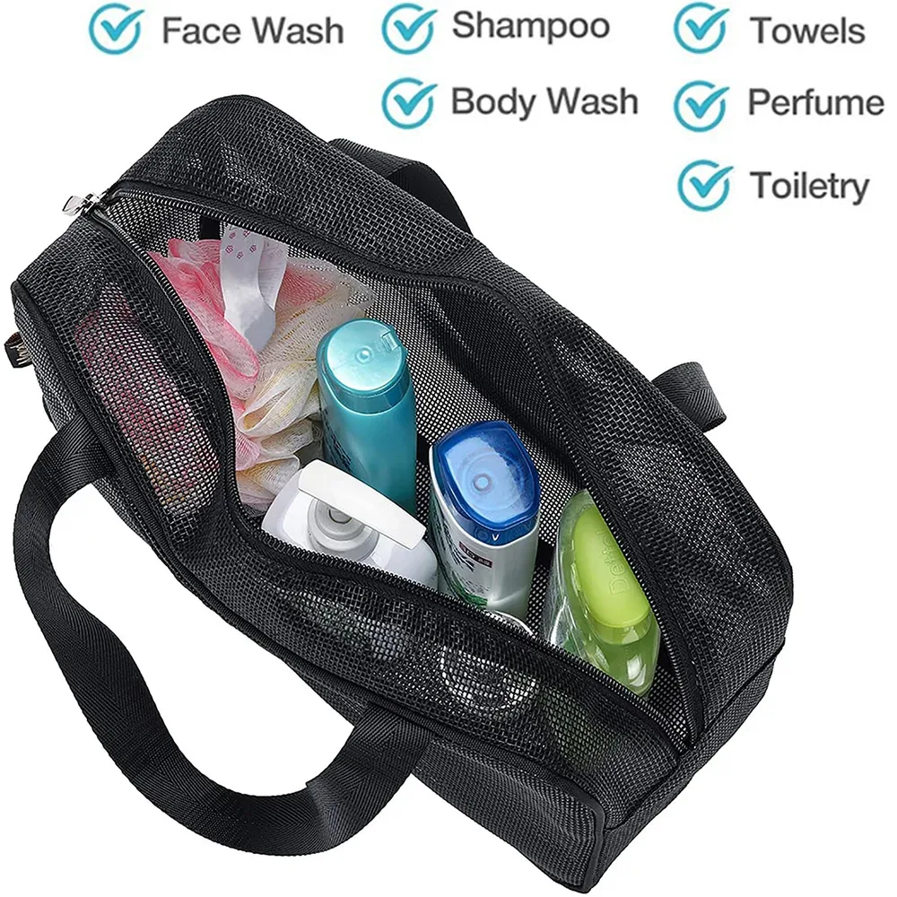Sac de Douche en Maille Grande Capacité, Sac Fourre-Tout Multifonctionnel pour Cosmétiques, Organisateur Portable pour Articles de Toilette, Idéal pour l'Organisation de la Salle de Bain