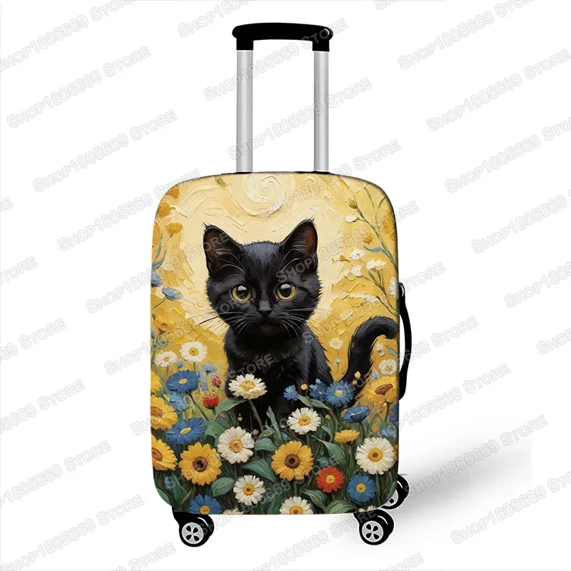 peinture à l'huile van gogh chat noir housses de bagages pour voyage la nuit étoilée housses de valise boîtier de chariot housse de protection cadeau