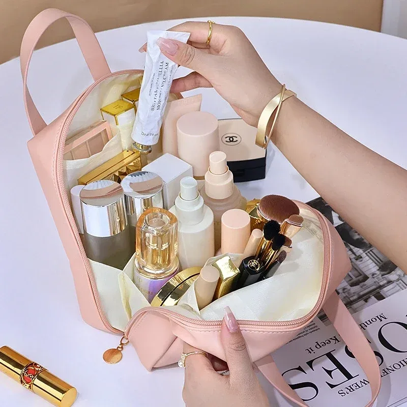 trousse de maquillage de voyage portable de grande capacité, organisateur de cosmétiques haut de gamme, sac de rangement de toilette élégant pour cosmétiques