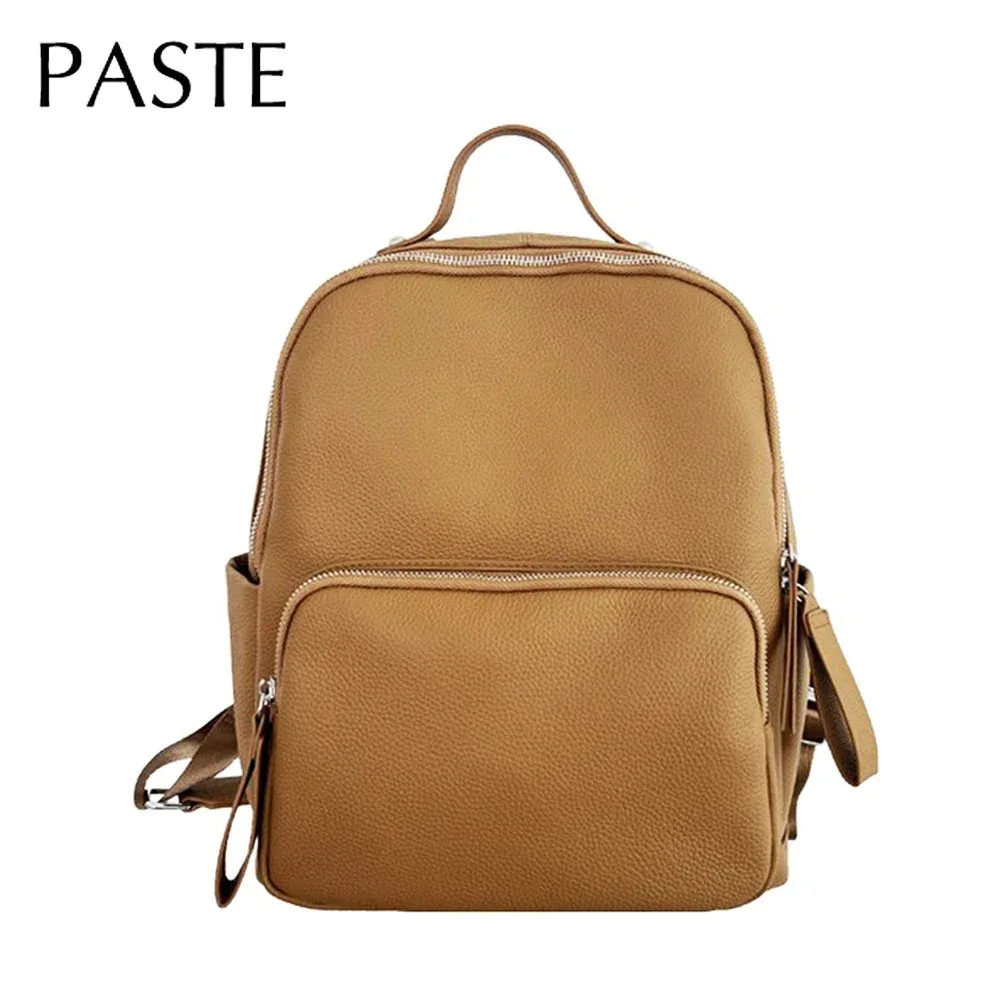 sac à dos en cuir de vachette première couche pour femme, grand sac de voyage pour femme, design tendance, sac d'école pour ordinateur portable, cartable universitaire pour femme