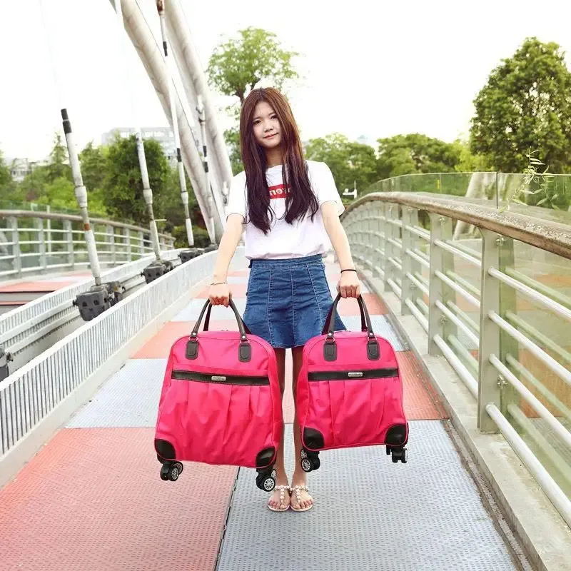 sac à main de bagage de voyage pour femmes, sacs à roulettes pour filles, cabine étanche, oxford, valise à roulettes pour dames, sac de traînée