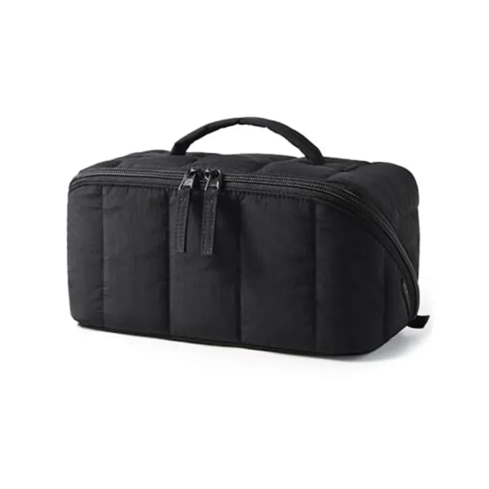 sac de maquillage portable de voyage, résistant à l'eau, rembourré, organisateur de maquillage, grande capacité, s'ouvre à plat, trousse de toilette pour femmes