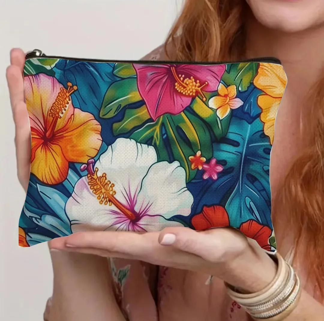 sac à cosmétiques en toile à fermeture éclair, fourre-tout en toile à fermeture éclair, trousse à crayons, solution de rangement en toile polyvalente, en stock