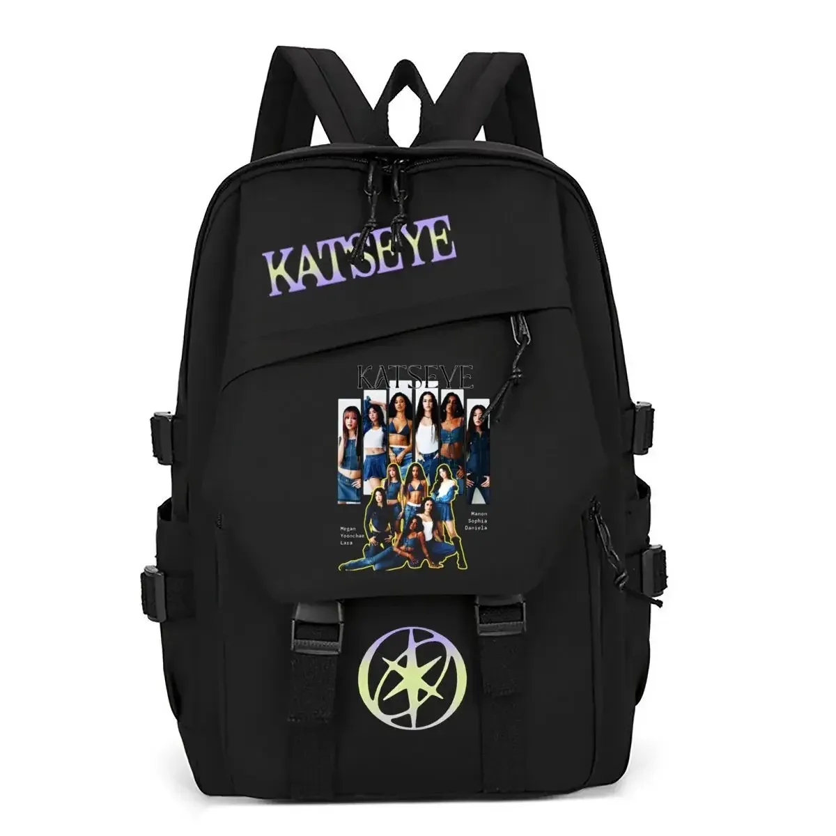 sac à dos d'école imprimé kpop katseye pour adolescentes, sac à dos de grande capacité pour étudiantes, sac à dos de mode pour femmes, sac à dos de voyage