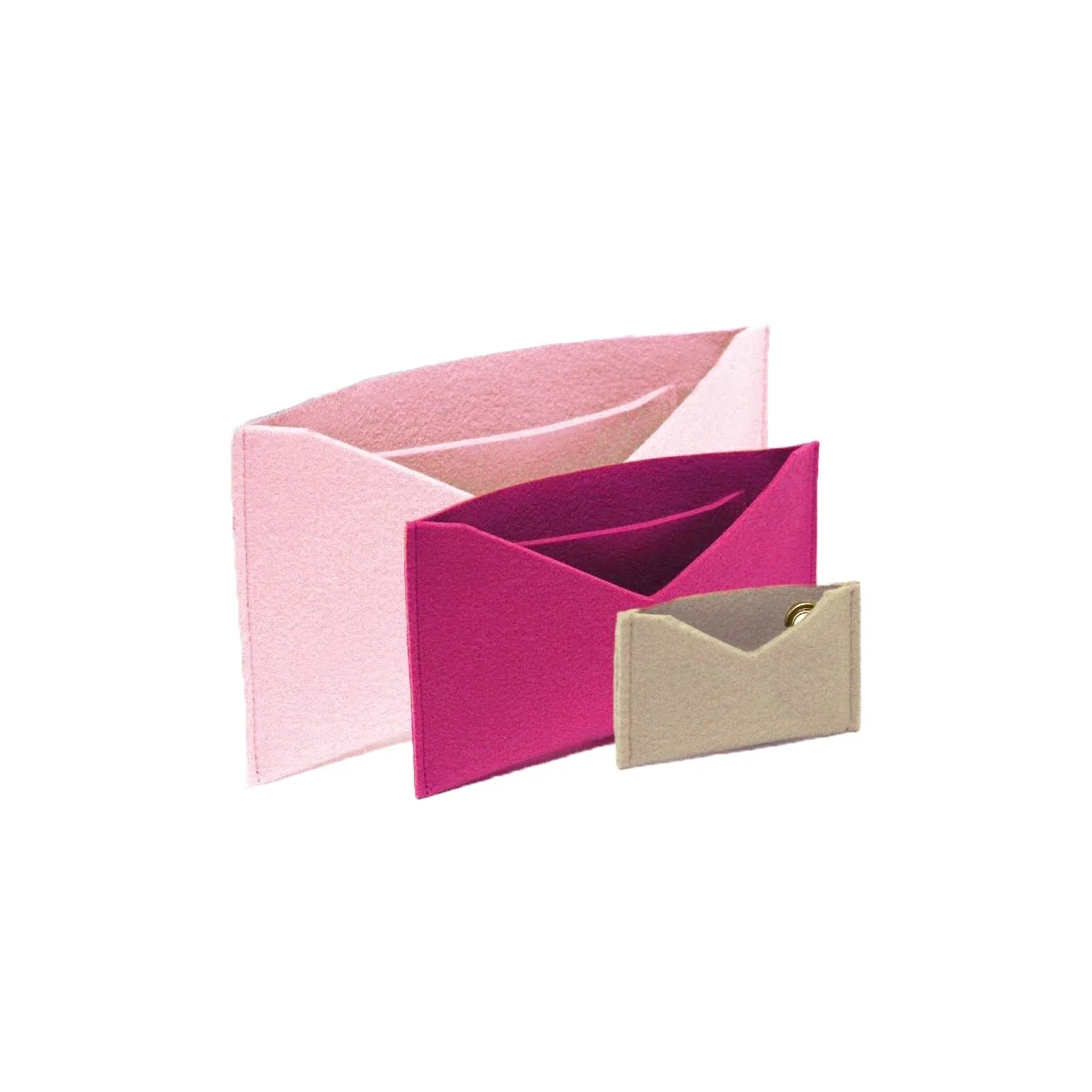 organisateur en feutre pour sac à main, insert kirigami de 3 pièces avec chaîne dorée, sac bandoulière, pochette kirigami, insert organisateur pour sac à enveloppe.