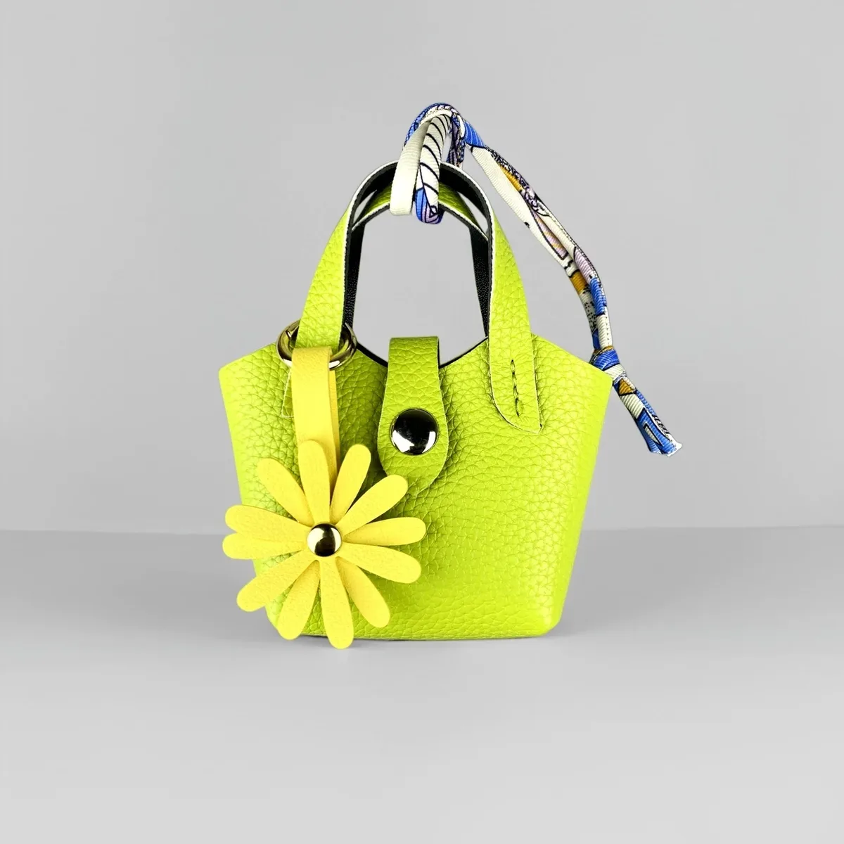 ensemble pochette tournesol et porte-clés en cuir pu vert pomme - porte-monnaie fonctionnel, étui pour écouteurs, organisateur de câbles - accessoire de sac, cadeau