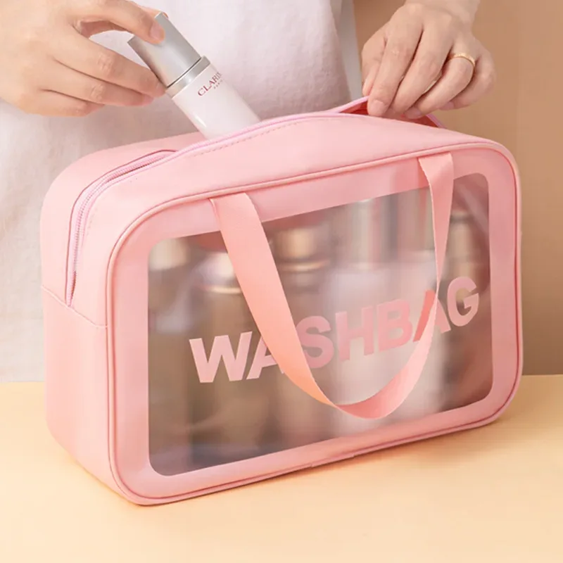 pochette de toilette imperméable en pu, sac à cosmétiques portable, sac de bain transparent pour bébé, sac de rangement pour la natation et les voyages