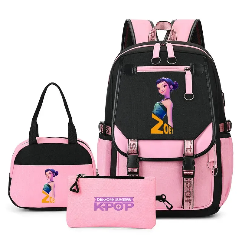 sacs à dos imprimés kpop demon hunters pour adolescentes, sacs à bandoulière, trousse à crayons, ensemble de sacs d'école pour étudiants, mochila de voyage