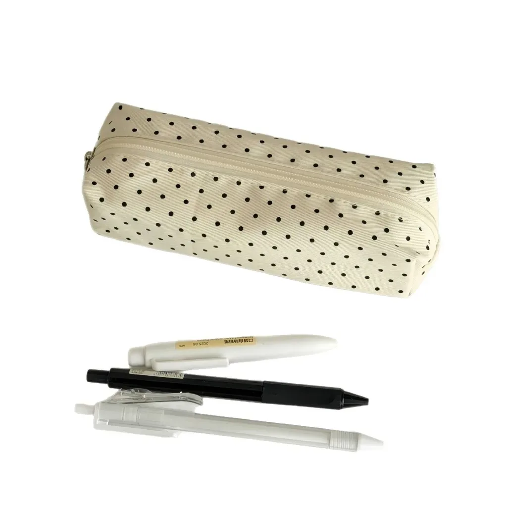 petite pochette de rangement, pochette à crayons à pois, trousse à crayons compacte pour étudiants, pour le rangement de la papeterie au travail