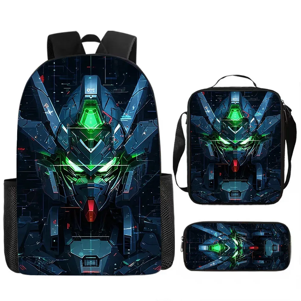 sacs d'école de luxe originaux et cool de style mécanique, imprimés en 3d, lot de 3 pièces : sac à dos pour ordinateur portable, sac à déjeuner et trousse à crayons