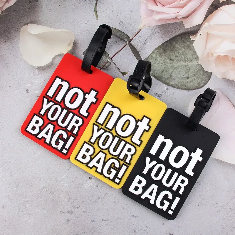 mode lettre créative pas votre sac accessoires de voyage mignons étiquettes de bagages valise style de bande dessinée étiquette de voyage portable en silicone