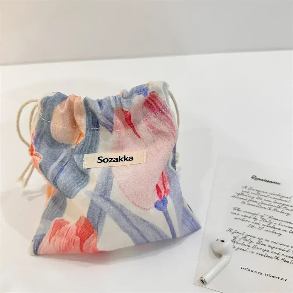sac à cosmétiques en coton à cordon de serrage, fourre-tout pliable écologique, sacs à main portables, sacs d'épicerie pliables, sac de rangement en toile