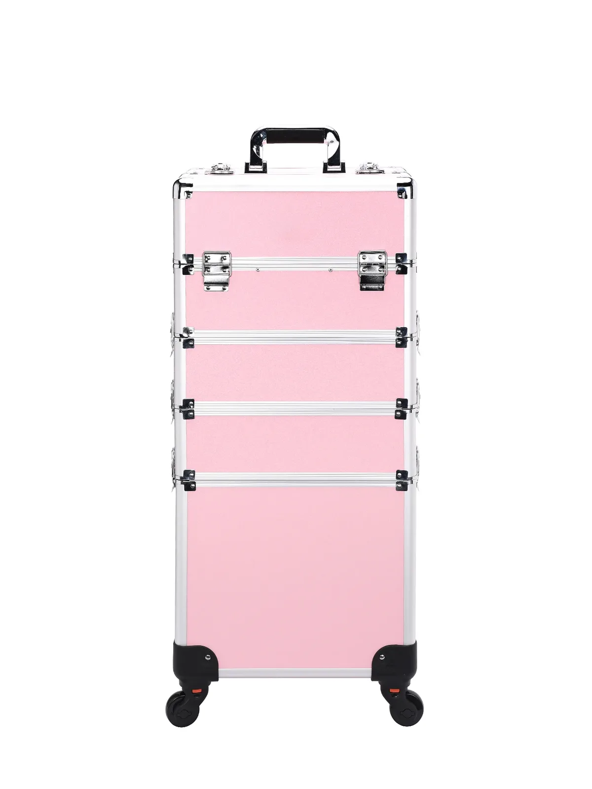 trousse de maquillage à roulettes détachable, grand chariot de rangement pour cosmétiques, 4 couches, organisateurs de maquillage de grande capacité, étui de voyage avec clé