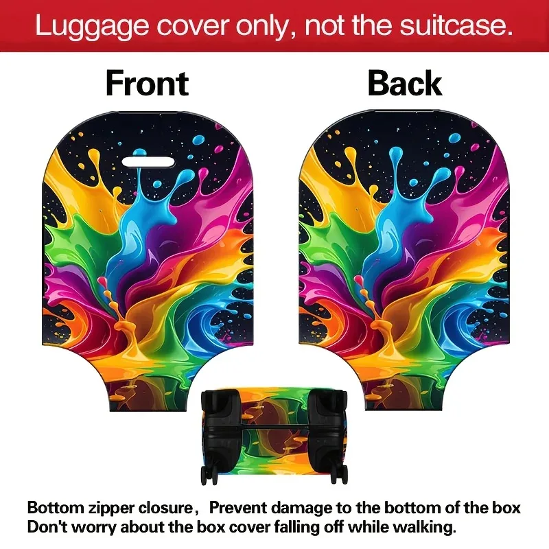 housse de valise colorée à imprimé éclaboussures : un accessoire de voyage extensible pour valises de 18 à 32 pouces