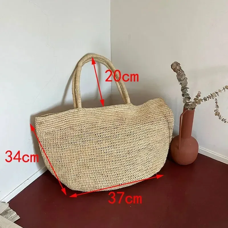 nouveau grand sac fourre-tout de voyage en raphia 100% naturel, sac à bandoulière en herbe tressée, sac à main de luxe, sac de plage designer, sac cabas