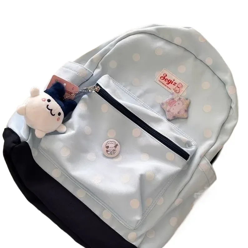 sac à dos simple et mignon à pois grande capacité, cartable pour étudiant, sac de rangement pour livres pour la rentrée scolaire, sac pour femme, cartable scolaire