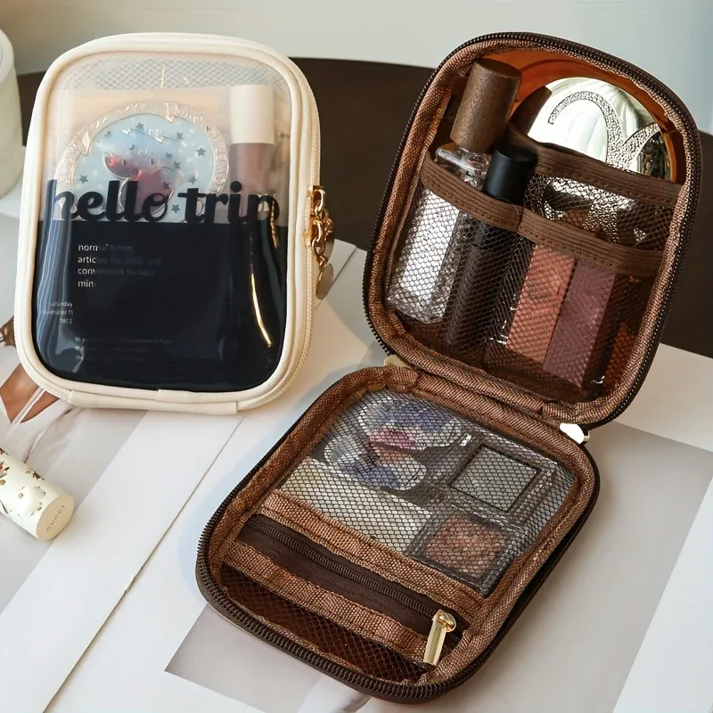 Sac de voyage transparent pour cosmétiques, mini sac de rangement portable et étanche pour rouges à lèvres, pochette multifonctionnelle