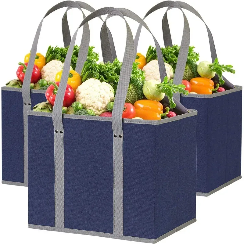 Boîte de rangement pliable en tissu non tissé, organisateur à poignées pour la maison/voyage/shopping, conteneur portable pliable pour vêtements