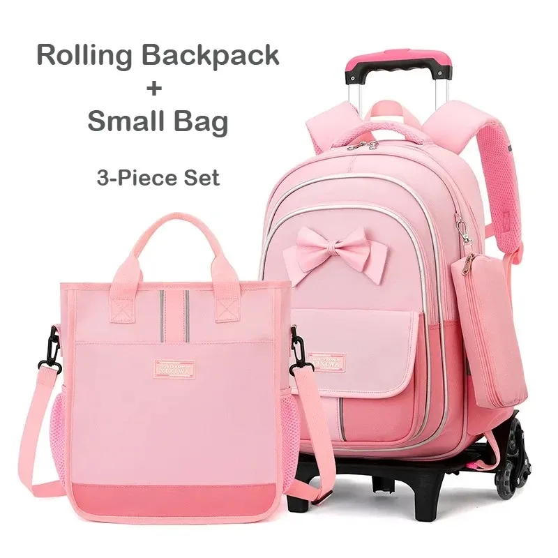 sac à dos à roulettes pour enfants, ensemble de 3 sacs d'école à roulettes pour garçons et filles, sac à dos de voyage avec sac à bandoulière