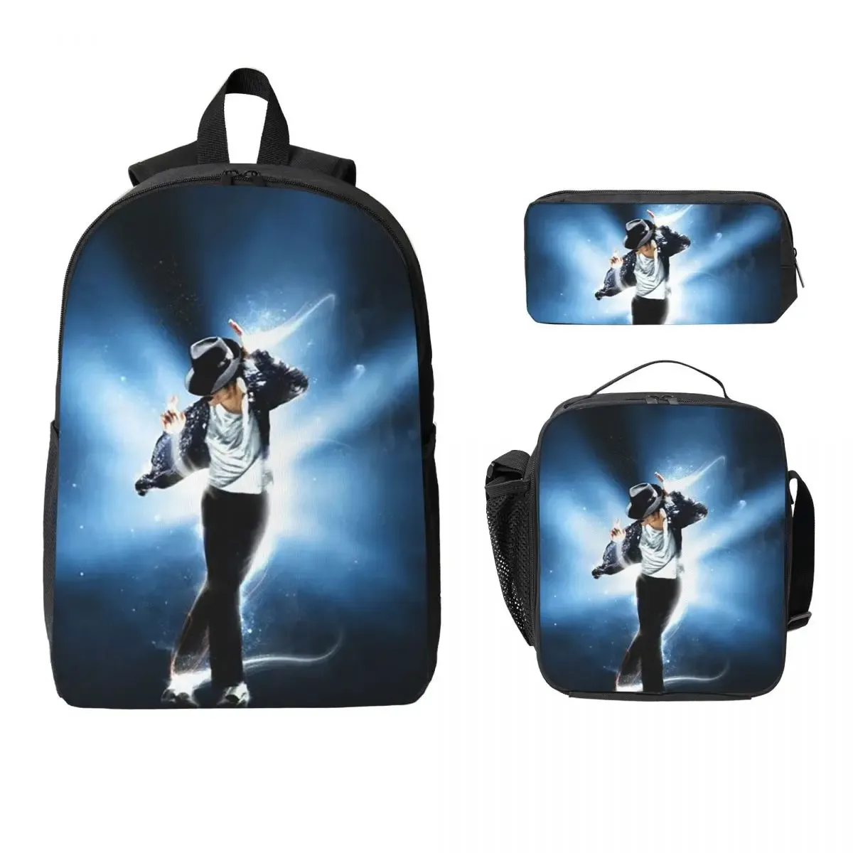 sac à dos michael jackson pour musiciens, chanteurs et danseurs, sac d'école, sac à bandoulière pour ordinateur portable, 3 sacs à bandoulière, sac à déjeuner isotherme, trousse à crayons