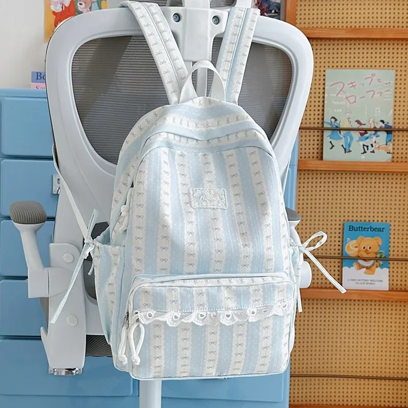 sac à dos à pois et rayures pour étudiants, mochila commuter, mochilas mujer, sacs à dos grande capacité, sac à dos en dentelle pour adolescentes, bolsas feminina