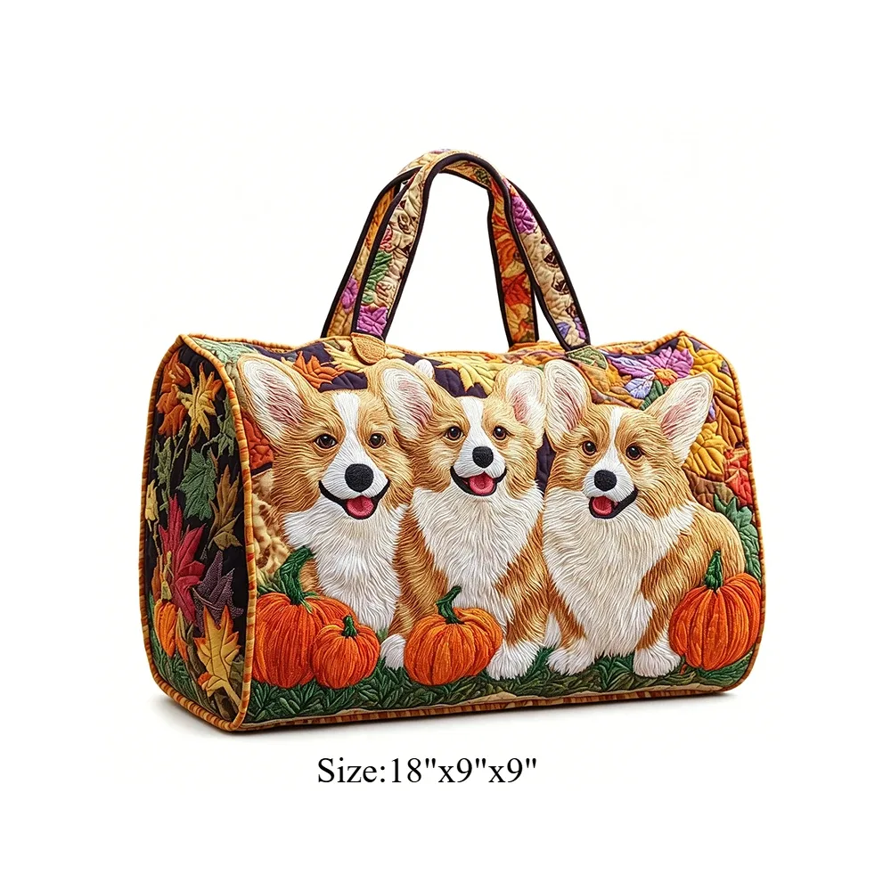 sac de voyage matelassé corgi pour femme, sac de week-end imprimé animal 3d, sac fourre-tout de voyage, sac de sport pour vacances d'été, bagage de nuit, pour les amoureux des animaux