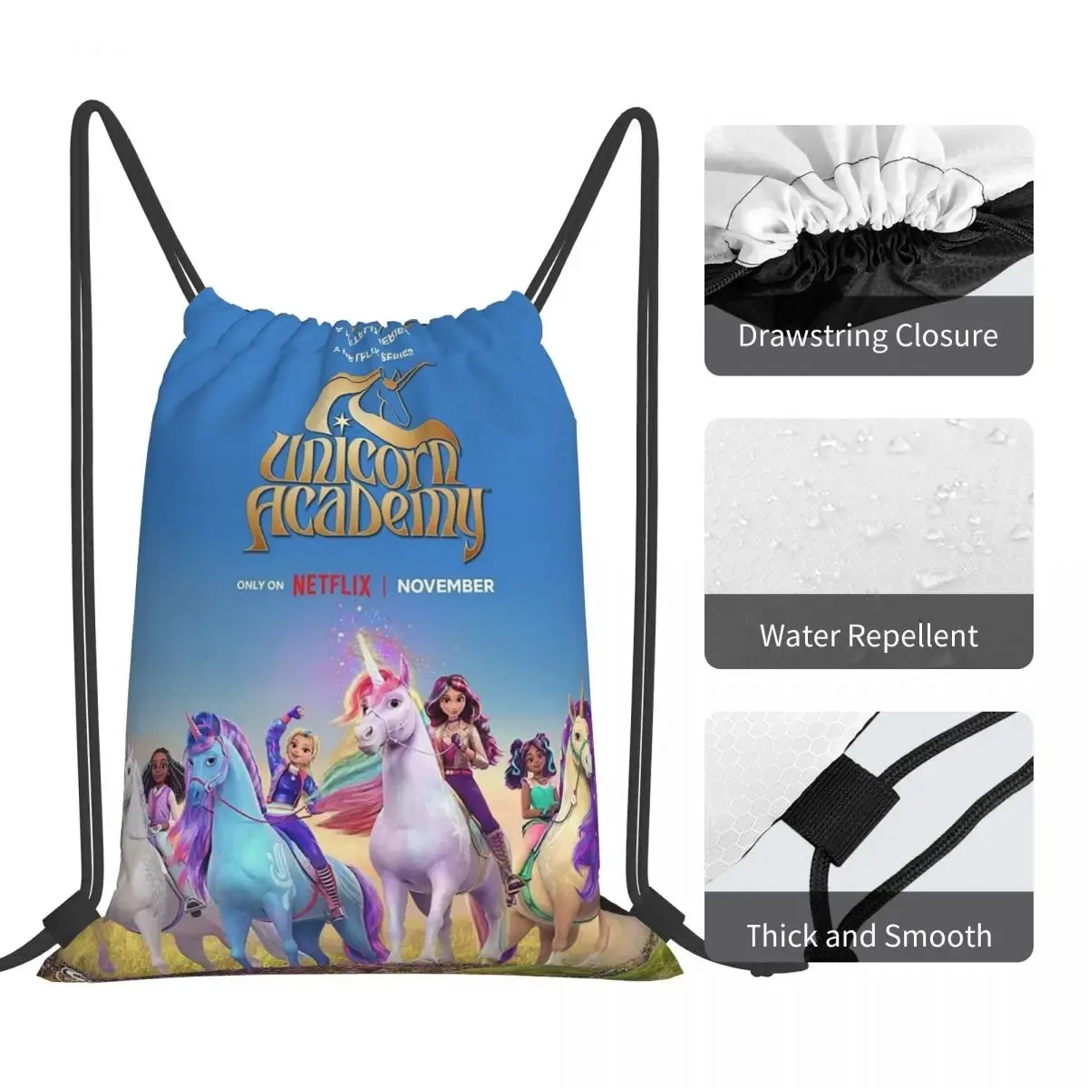 sacs à dos unicorn academy, sacs portables à cordon, sacs de sport, sacs à livres pour homme et femme, pour l'école